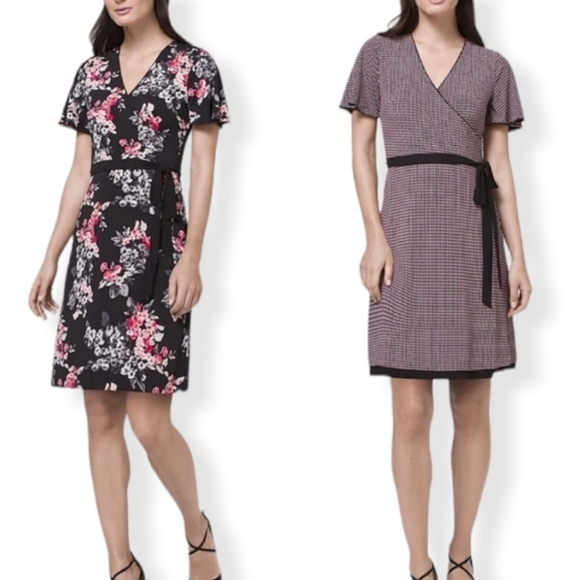 White House Black Market Reversible Floral Print Faux Wrap Dress Size 0 - Picture 13 of 13